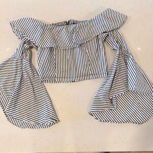 Y2K Strapless Long Sleeve Crop Top Size Medium